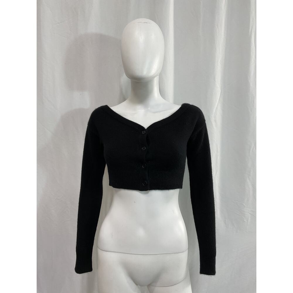 Reformation Black Cropped Cardigan